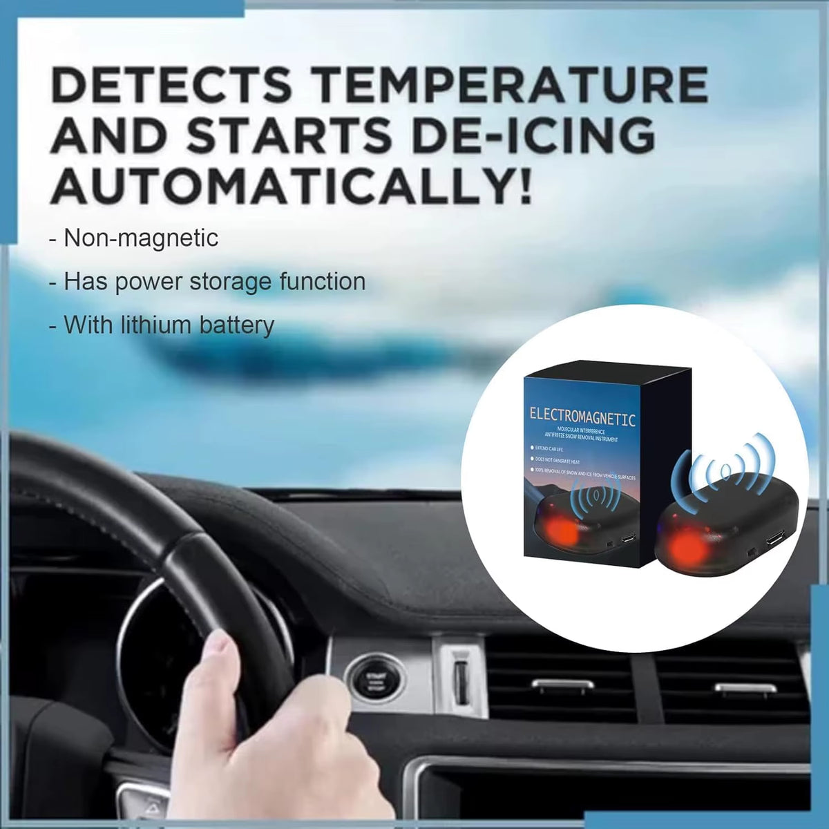 1Pcs Electromagnetic Car Snow and Ice Removal Device Anti-Freeze Technology Molecular Interference System for Vehicle Surfaces